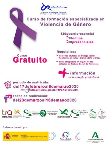 CURSO DE FORMACIÓN ESPECIALIZADA EN VIOLENCIA DE GÉNERO (GRATUITO)