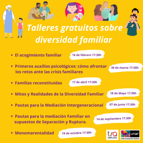 TALLERES ONLINE GRATUITOS SOBRE DIVERSIDAD FAMILIAR